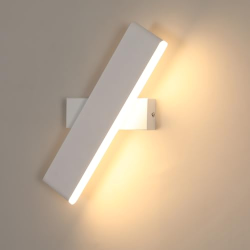 Pheashine 9W Lámpara de pared LED Moderna, Aplique de Pared Rectangular Orientable, Blanco Cálido 3000K, para Dormitorio, Sala de Estar, Pasillo, Escaleras, Φ30cm