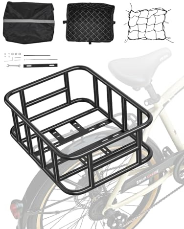 VEVOR Panier Arrière de Vélo de Taille Moyenne, avec Filet de Chargement, Doublure et Housse Imperméable, pour Transport Chiens, Animaux de Compagnie, Fruits et Légumes, Courses, Outils Montage Inclus