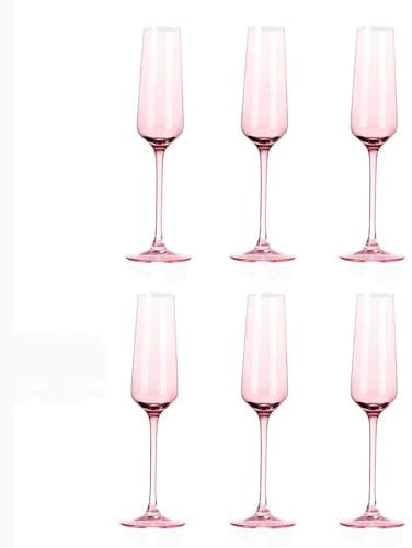 ZZlei2yu-12 bicchieri da vino Bicchiere da champagne Pink Lady, flûte da champagne in cristallo, 6 pezzi, capacità 6,76 once, for varie feste a casa Coppe da Dessert e Champagne