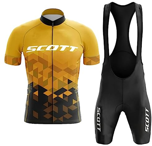 Fenovel Maillot Ciclismo Hombre Verano Conjunto Ropa MTB Pro Camiseta Bici Manga Corto y Culotte Almohadilla de Gel 19D