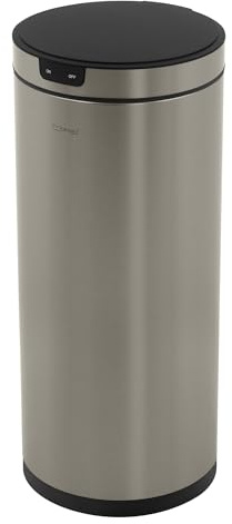 ML-Design Mülleimer mit Sensor 40L rund aus Edelstahl, Silber, Automatisches Öffnen & Schließen, Abfalleimer berührungslos, Klemmring für Müllbeutel, Müllbehälter mit Bewegungssensor für Küche & Büro