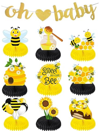 10 stycken babyparty dekoration bi – baby shower bordsdekoration med bikaka – avslöjande & dopdekoration för pojkar och flickor – festtillbehör