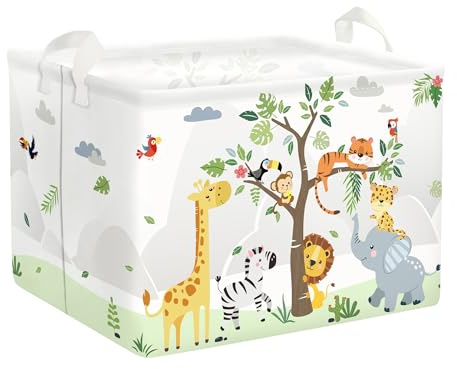 HUUMONSS Grande Cesta Ropa Sucia Bonito Animal del Bosque Plegable Cestos Almacenaje Ropa Juguetes para Padres, Jirafa, 36L