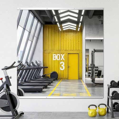 LAWADA Home Gym Mirror for Wall, 50x25-2 PCS Full Length Workout Mirrors, Tempered Glass, HD Reflection, Large Frameless Body Mirror for Home Gym, Garage, Yoga, Dance, Bedroom(Silver)