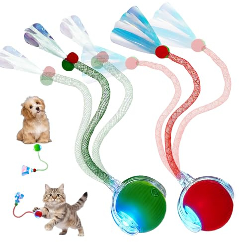 Pelota Interactiva para Perros y Gatos 2025 con Carga USB, Juguete Automático Inteligente 360° para Mascotas, Juguete Interactivo para Perros Autónomo, Estimula la Actividad Física, Rojo + Verde