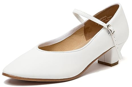 Danzcue Adult 1.5 Inch Character Dance Shoes, White, 7 M