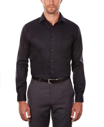 Van Heusen Dress Shirt Regular Fit Flex Collar Stretch Solid Smokinghemd Shirt, Noir, 46 cm Cou 91/94 cm Manche (XXL)
