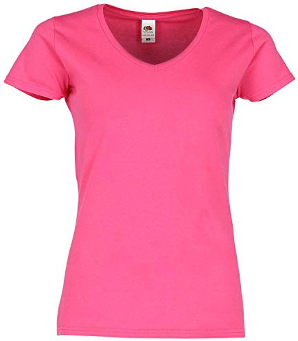 Fruit of the Loom Ladies Iconic 150 V-Neck T-Shirt, Farbe:Fuchsia, Größe:M