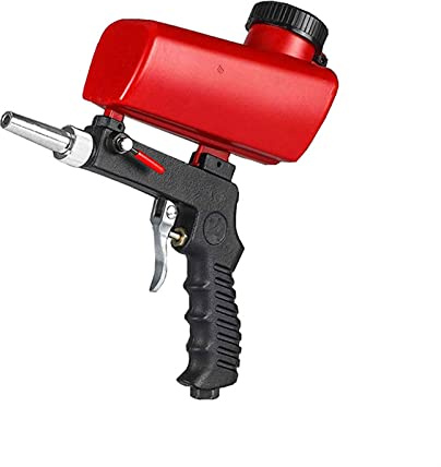 Samnuerly Farbspritzpistole Rot Einstellbare Sandstrahlpistole 90psi Tragbare Sandstrahlmaschine Kleine pneumatische Handspritzpistole Set Sandstrahlpistolen-Kit (Color : Aluminium Red)