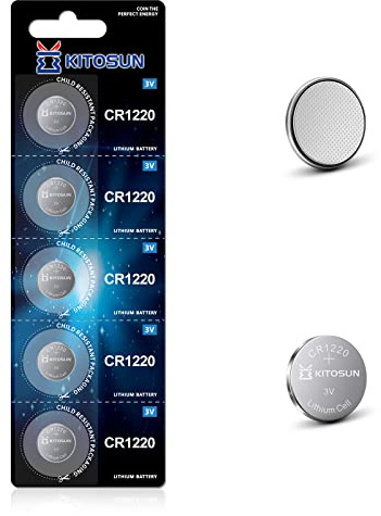 Kitosun CR1220 Batterier Litium Knappcell 3V - 3 volt CR 1220 Knappceller Batteri för Canon PowerShot Kamera Jul LED Halsband Ljus Förstoringsglas G Shock Casio Klockor (5 stycken)