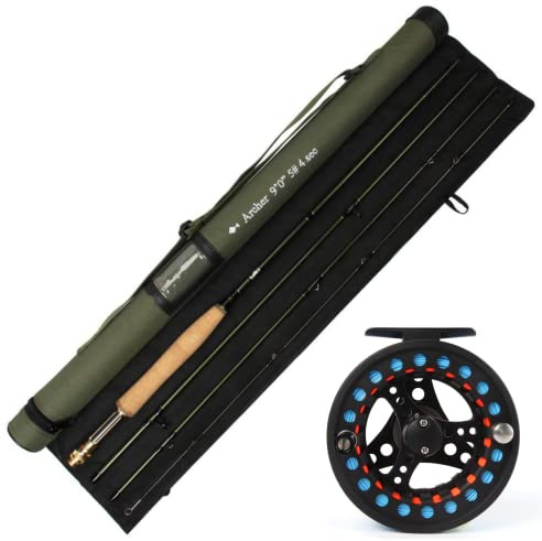 AnglerDream 9FT 5WT Fly Rod Kit Fly Fishing Rod 4 Section 5WT Fly Reel Fly Blue Line Combo Fly Fishing Combo