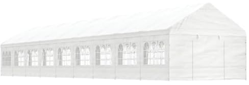 Pavillon mit Dach Weiß 20,07x4,08x3,22 m Polyethylen, CIADAZ Gartenpavillon, Faltpavillon, Pergola, Partyzelt, Standmarkise, Sonnenzelt, Garten Pavillion, Grillpavillon 3155493