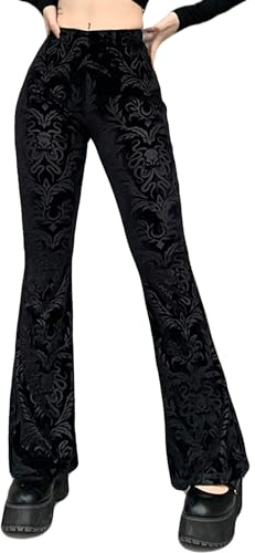 SEAUR - Pantaloni in pizzo nero da donna, stile punk Y2K, gotico, pantaloni anni 80, 70, 60, pantaloni gotici, vittoriani, medievali, rinascimentali, A01, M