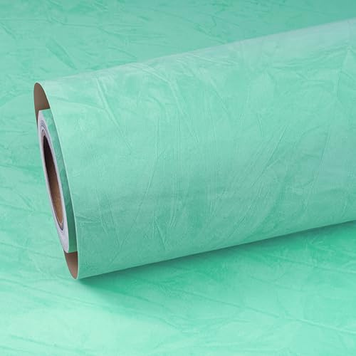 ReWallpaper Velvet Wallpaper Green Flock Wallpaper Peel and Stick 44.5cm×7m Felt Drawer Liner for Jewellery Textured Mint Green Wallpaper for Bedroom Teen Living Room Hallway Wall Paper Roll