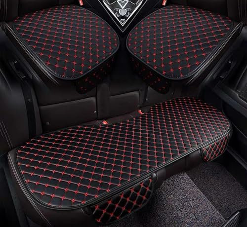 Auto Accessori Lupex Coprisedile Seduta 3 pezzi Universale Auto | Protezione Sedile 2 Anteriore e 1 Posteriore | Protector Comfort Automotive Cuscino Interni (PVC - Nero Rosso - 3pz)