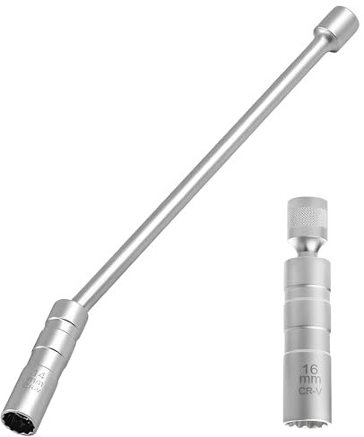 YMTWSRY 2 Stück Zündkerzenschlüssel 14 mm 16 mm Zündkerzen 12-Kant 3/8 Zoll Magnetischer Steckschlüssel 360° Drehbarer Zündkerze Werkzeug Zündkerzennuss für Autoreparatur Motorrad Motorsäge