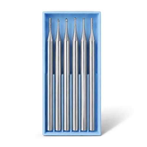 CHEOTIME 2.35mm Shank Tungsten Steel Engraving Bits, Wood Carving Drill Bits Micro Sculpture Engraving Router Bits Set Carving Drill Bits for Rotary Tool (Head Diameter 1.0mm)