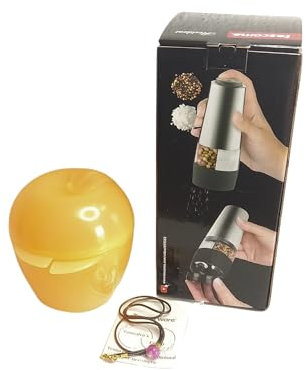 Molinillo Eléctrico 2 en 1 para Sal y Pimienta President, con Recipiente Amarillo de Almacenamiento