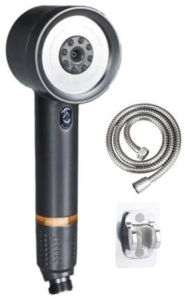 TSangeA Soffione Doccia con Tubo e Supporto 1.5m: Doccetta Alta Pressione con Filtro Anticalcare per Locatori e Pulizia Bagno (Grigio)