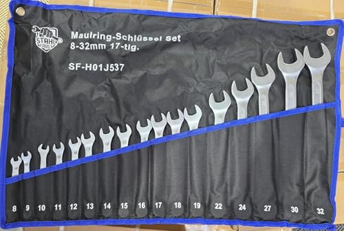 Stahl-Faust Ringmaulschlüssel Extra Lang 8-32mm 17-tlg. Gabelring Maulschlüssel