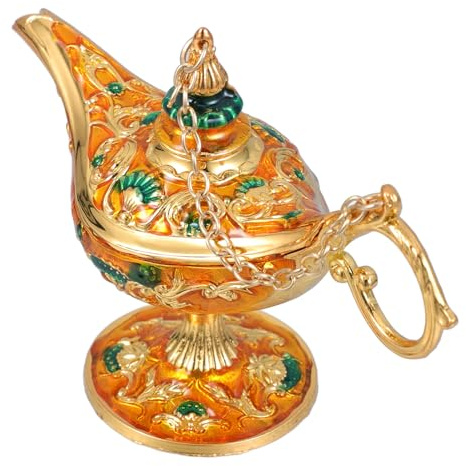 DOITOOL Ornamento Lampada Vintage in Lega Di Zinco, Luce Per Feste Leggera e Decorativa, Centrotavola Da Tavola Intagliato Stile Retrò Per Arredamento Casa e Decorazione Desktop