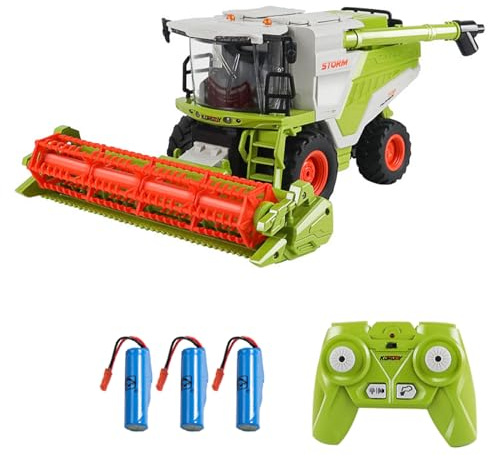 ERYUE Cosechadora Interactiva con Control Remoto, Juguete, Equipo Agrícola Educativo para Niños, TPE Verde, Escala 1:24, 3 Baterías Recargables (A #-3)