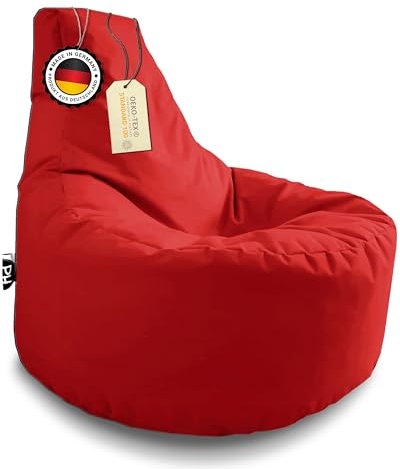 PPATCH Home Gamer Kissen & Lounge Sitzsack – befüllbar mit Reißverschluss, gefüllt mit Styropor, geeignet für In- & Outdoor. Perfekt als Gaming Sessel Sitzkissen (Rot - Ø 75cm x Höhe 80cm)