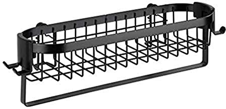 WENKO Wandablage mit Haken Classic Plus Black, Stahl, 35 x 10.5 x 12.5 cm, Schwarz