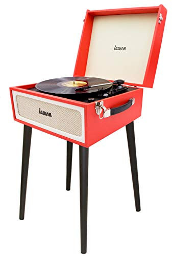 LAUSON YT078 Plattenspieler mit Lautsprecher Retro | Schallplattenspieler Retro-Look | Bluetooth USB | Vinyl Record Player und Digital Encoder | 33/45/78 U/min | Kopfhörer-Anschlu (Rot)