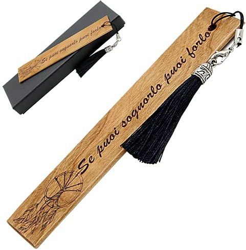 Amore Legno Sforza Segnalibro in Legno con Frasi Motivazionali - Idee Regalo Donna e Uomo - Portafortuna Originale per Laurea Amanti della Lettura Colleghi Maestre ed Amici (L)