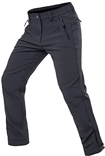 Cycorld Herren Wanderhose-Winter-Outdoorhose-Skihose,Thermohose Wasserdicht Gefütterte Softshellhose Winddicht Warm Fleece Schneehose Trekkinghose Skifahren (Neo-Grau, XXL)