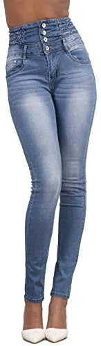 Damen Jeans High Waist Stretch Denim Jeanshosen für Damen Skinny Slim Fit Röhrenjeans Bleistiftjean Lässige Pant Strecken Schlank Stylische Hosen (Blau B, M)