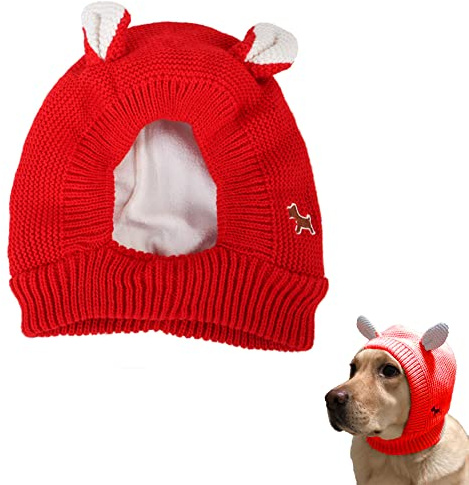 LONGHAO Cappello Invernale Per Cani,Cappelli Per Cani A Maglia,Cappelli Per Cani,Copertina In Cotone Per Animali Domestici, Freie GrößE,Simpatico Cappello A Maglia Per Cani Con Orecchie