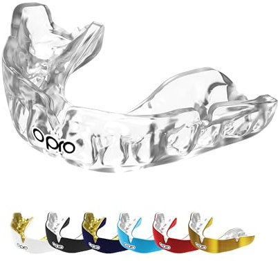 OPRO Instant Custom-Fit Mundschutz, vom Zahnarzt angefertigter Mundschutz, für ultimativen Komfort, Schutz, und Passform. Zahnschutz für Rugby, Boxen, Hockey, MMA (Transparent, Jugendliche)