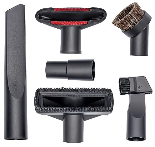 YinuoMa 6 Piece Set Vacuum Attachments Accessories Cleaning Kit Brush Nozzle Crevice Tool for 35mm to 32mm Standard Hose Parts,Compatible with Shark/Henry Hoover Attachments, Black
