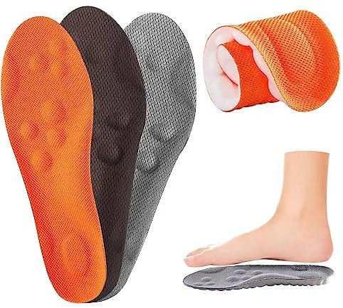Maxee 3 Paar Orthopädische Einlegesohle für Herren & Damen, Arch Einlagen Fersensporn, Komfort Sport Schuheinlagen, Atmungsaktiv und Lindern Fußschmerzen, Ideal Insole für Wandern, Laufen Gr. 41-42