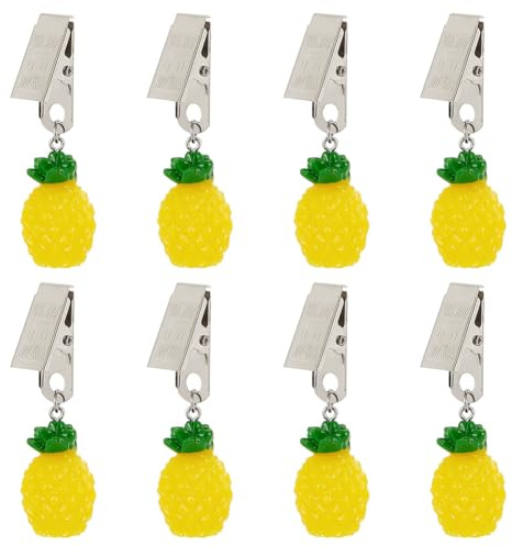PH PandaHall 8pcs Pineapple Table Cloth Weight Fruits Table Cover Weight Resin Cloth Weights Clips Tablecloth Weights with Metal Clips for Decoration Outdoor Garden Party Wedding Tablecloths 7g
