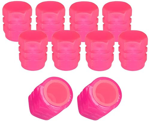 cyclingcolors 10x Bouchon de Valve Capuchon Phosphorescent Lumineux Nuit Schrader Pneu vélo Moto Auto Voiture Quad Trottinette, Rose