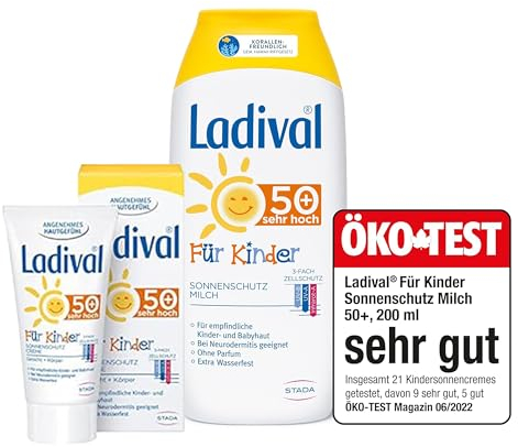 Ladival Sonnenschutz Set - Kinder Gesicht und Hände Creme LSF 50+ 50ml + Parfümfreie Sonnenmilch LSF 50+ 200ml