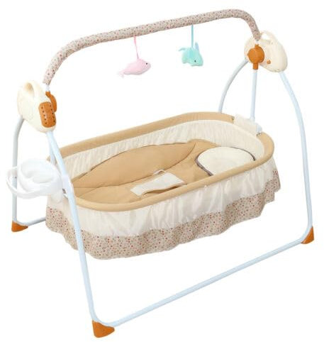 Queeucaer Portable Electric Bluetooth Baby Swing Cradle Bassinet Rocking Crib Infant Bed