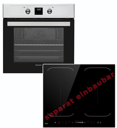 Einbauherd Set Backofen mit Turbo Heißluft 1-fach Teleskopauszug autarkes Induktionskochfeld 4 Kochzonen mit Sensor Touch Bedienung