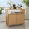 Grand patio Sideboard, BBQ Beistelltisch, Küchenschrank, 33 x 100 x 80 cm, mit Doppeltüren, Gartenschrank Rattan für Garten, Terrasse, Wohnzimmer, Naturbraun