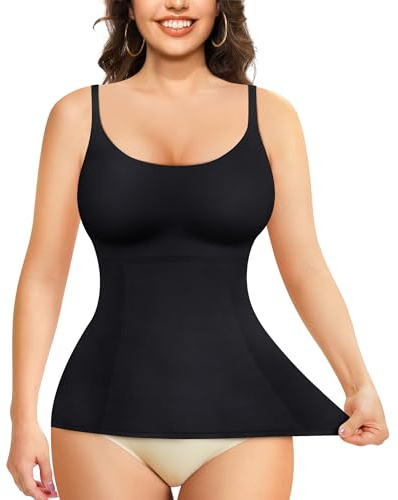 Junlan Compression Tank Top for Women Slimming Cami Vest Tummy Control Shapewear Camisole Tops