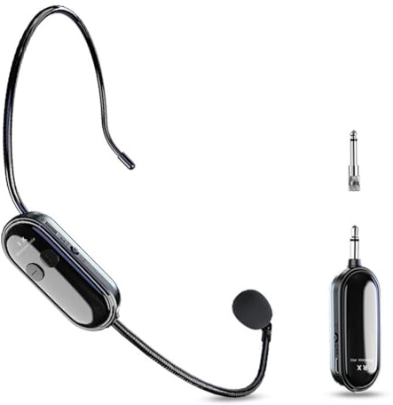 CAIONPLE 2.4G - Cuffie per microfono wireless ad alta portata, microfono a mano e ad , doppia modalità per insegnanti e istruttori di fitness