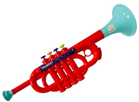 Tromba Giocattolo per Bambini cm 35 a 4 Tasti Trombetta Plastica Sax Giocattolo Sassofono cm 35 a 8 Tasti Jazz Strumenti Musicali a Fiato Giocattolo Sax Horn , Colori Assortiti Colore Casuale (TROMBA)