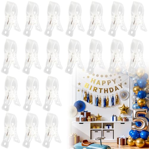 20 Pack Large Balloon Arch Clips, Transparent Backdrop Spring Clamps, Clear Balloon Garland Clips