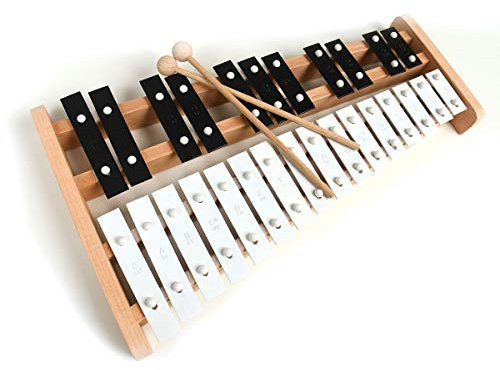 Professionelles Sopran-Xylophon aus Holz in voller Größe mit 27 Metalltasten für Erwachsene und Kinder, inklusive 2 Holzschlägeln
