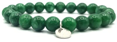KARDINAL WEIST giada bracciale, perle di gemma, gioielli per uomo e donna, chakra - felicità - salute - yin yang (XS, verde scuro)
