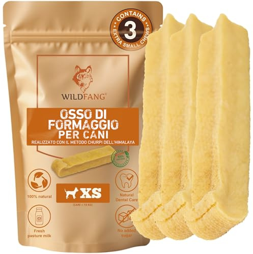 Wildfang® Yak Chews, X-Piccolo per Cani sotto 10 kg – Snack Dentale, Durezza come il Formaggio Himalayano, Stile Churpi, Premi per Cani e Addestramento Cuccioli, Circa 21 g, Confezione da 3