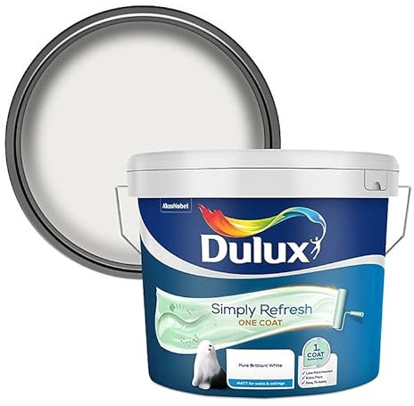 Dulux Simply Refresh One Coat Matt Emulsion Paint - Pure Brilliant White, 10 l (Pack of 1)